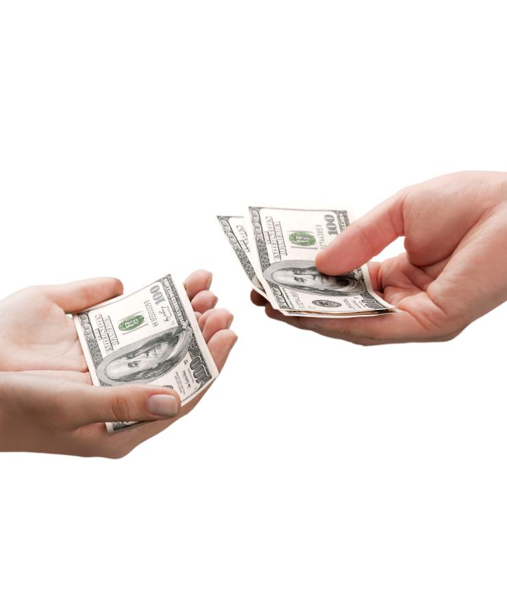 Two hands holding money